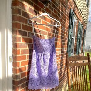 NWT $445 Shoshanna | Crochet Lace Look Lined Strapless Purple Dress | Size 6